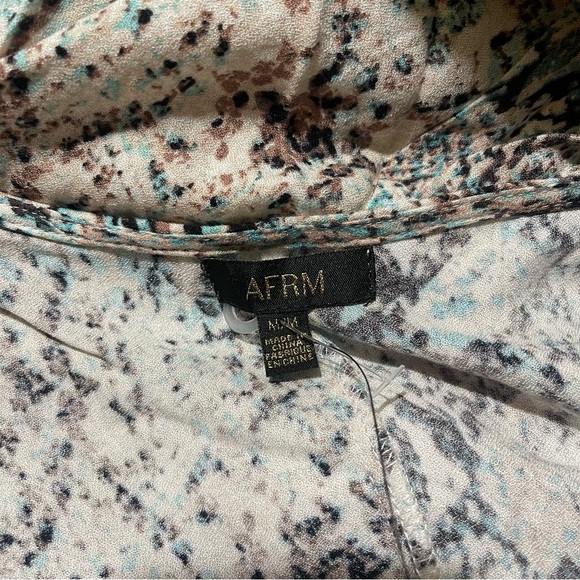 NEW AFRM Mariska Floral Long Sleeves Square Neck Button Front Midi Dress Medium - Picture 5 of 6